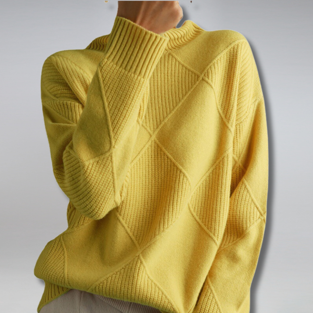 Anouk | Dames Gebreide Diamantpatroon Verlaagde Schouders Oversized Coltrui