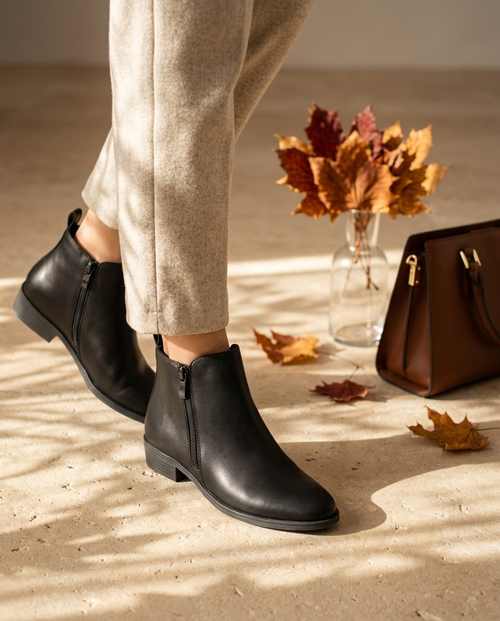 Anouk | Dames Minimalistische Ronde Neus Rits Enkelhoge Boot