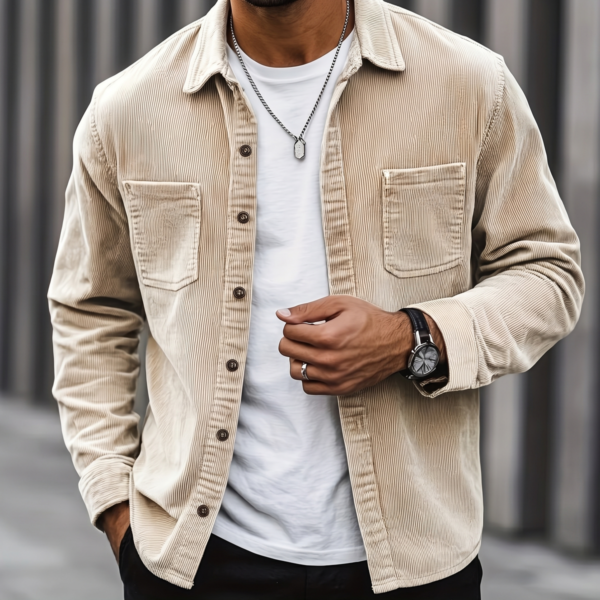 Bram | Heren Casual Borstzakken Knoopsluiting Relaxed Fit Overshirt