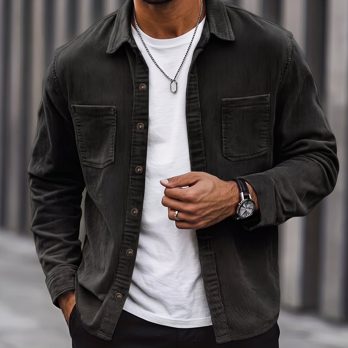 Bram | Heren Casual Borstzakken Knoopsluiting Relaxed Fit Overshirt