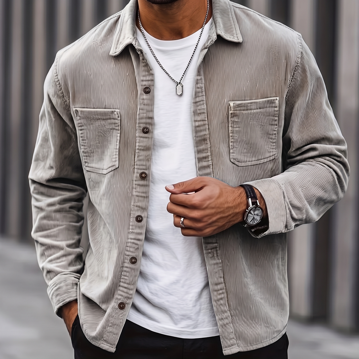 Bram | Heren Casual Borstzakken Knoopsluiting Relaxed Fit Overshirt
