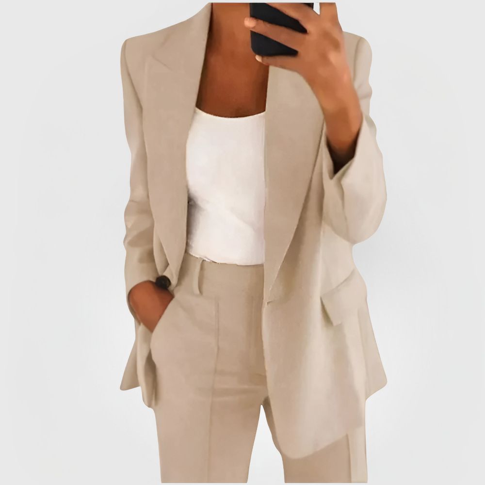 Daphne | Dames Elegant Open Voorkant Blazer Pantalon Set