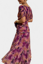 Elise | Dames Gedrapeerde Off-Shoulder Twist Geplooide Taille Maxijurk