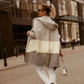 Esmee | Dames Colorblock Capuchon Rits Oversized Lange Cardigan
