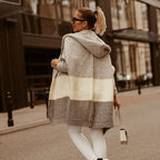Esmee | Dames Colorblock Capuchon Rits Oversized Lange Cardigan