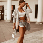 Esmee | Dames Colorblock Capuchon Rits Oversized Lange Cardigan