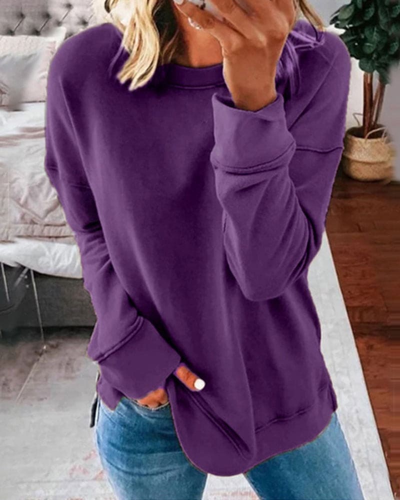 Femke | Dames Basic Ronde Hals Lange Mouw Losvallend Sweatshirt