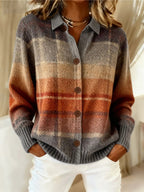 Femke | Dames Herfst Geruit Overhemdkraag Knoopsluiting Gebreid Vest