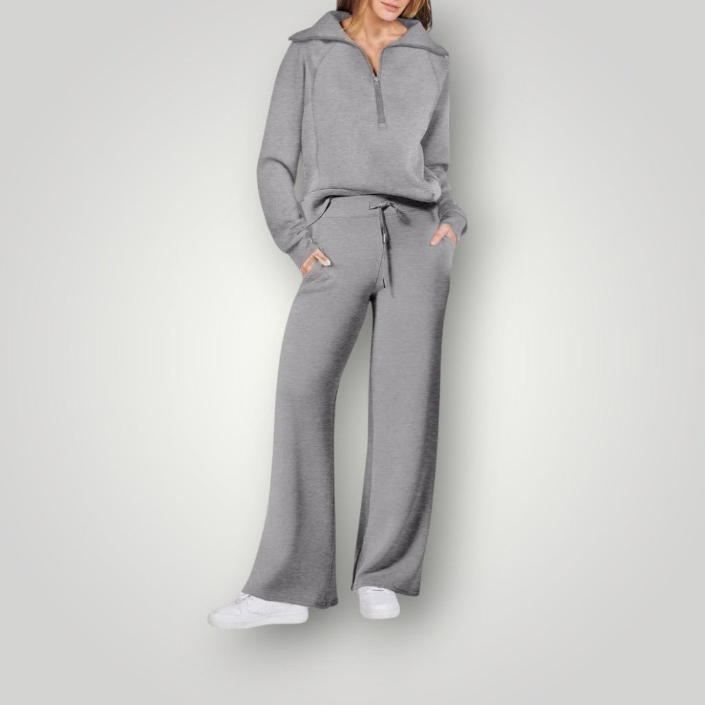 Fenna | Dames Oversized Half-Zip Wijde Pijp Loungewear Set