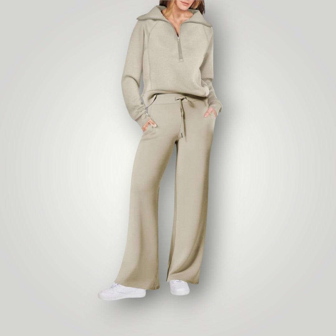Fenna | Dames Oversized Half-Zip Wijde Pijp Loungewear Set