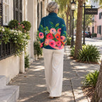 Fleur | Dames Romantisch Bloemenprint Ribboorden Lange Mouw Ruimvallend Coltrui
