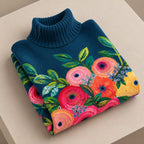 Fleur | Dames Romantisch Bloemenprint Ribboorden Lange Mouw Ruimvallend Coltrui