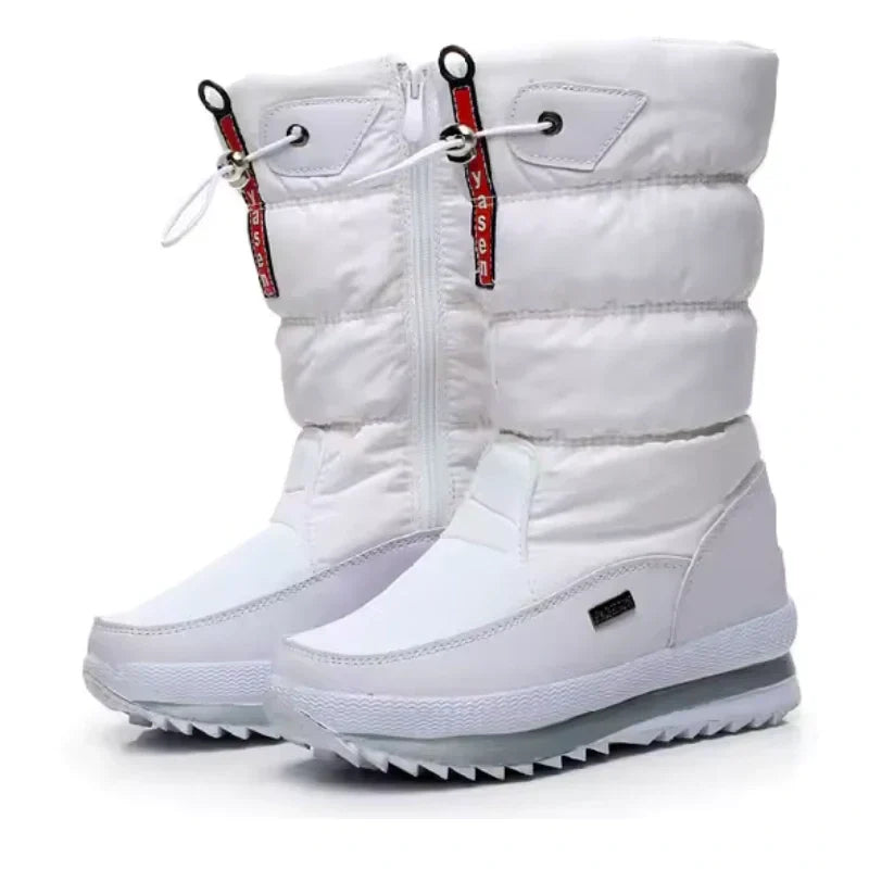 Jolien | Dames Gewatteerde Gevoerde Trekkoord Zijrits Halfhoge Snowboots