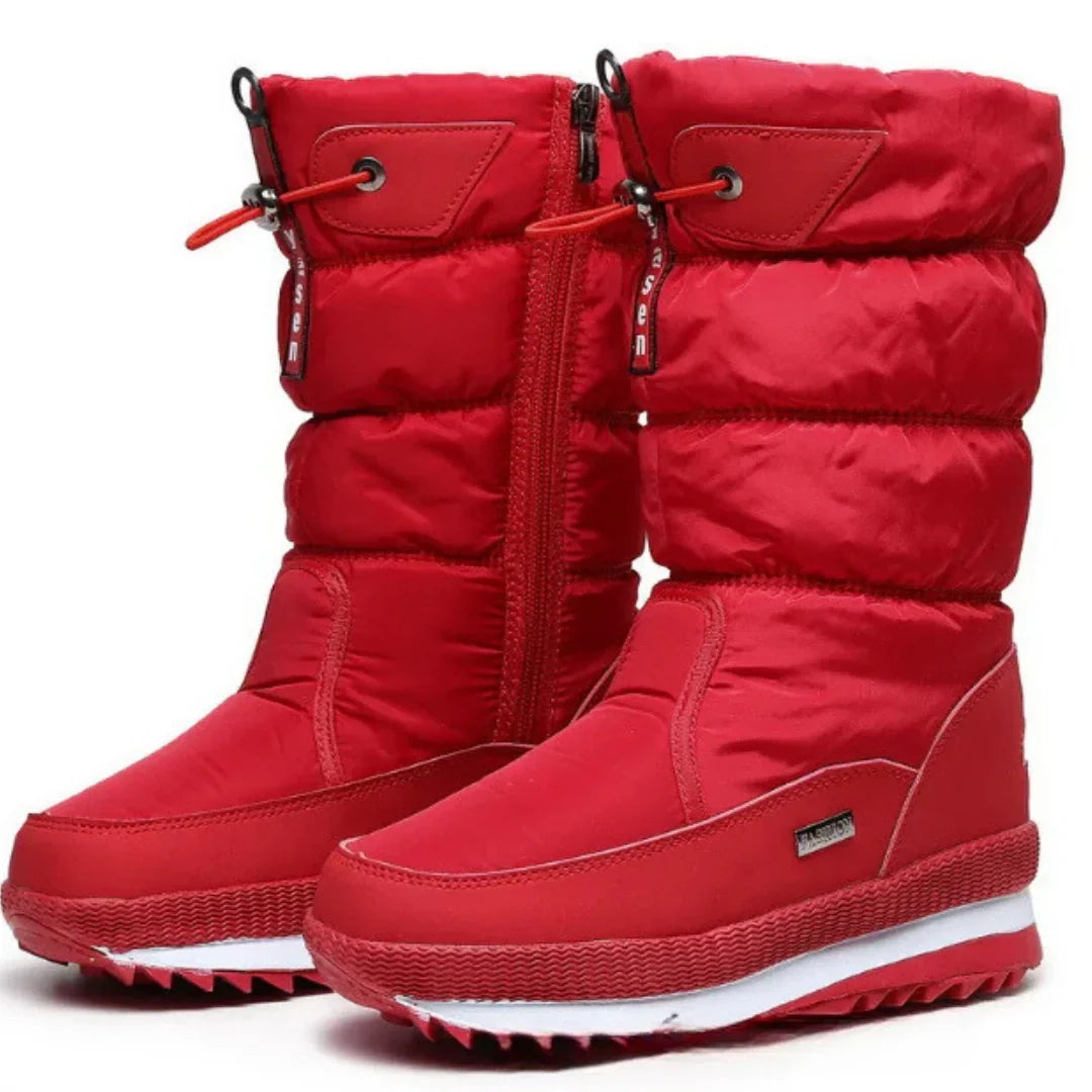 Jolien | Dames Gewatteerde Gevoerde Trekkoord Zijrits Halfhoge Snowboots