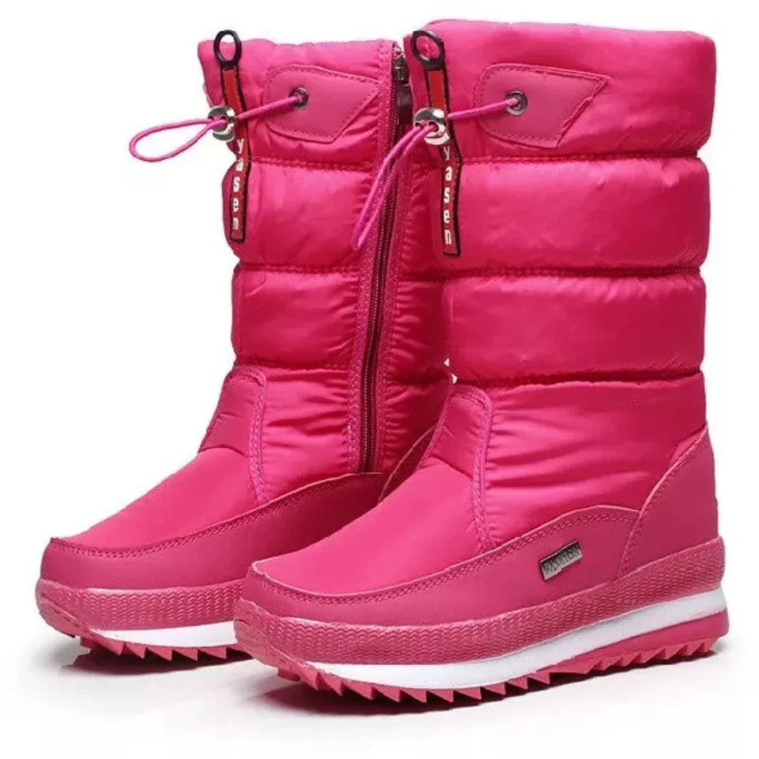 Jolien | Dames Gewatteerde Gevoerde Trekkoord Zijrits Halfhoge Snowboots
