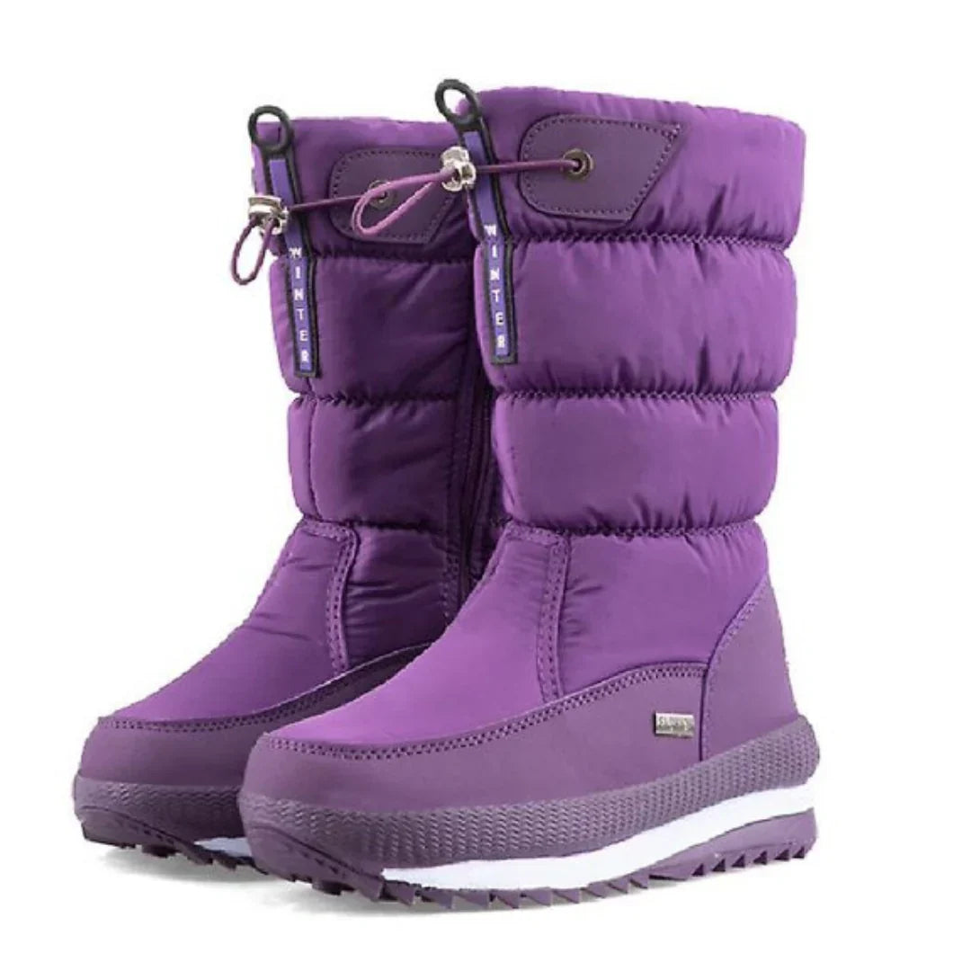 Jolien | Dames Gewatteerde Gevoerde Trekkoord Zijrits Halfhoge Snowboots