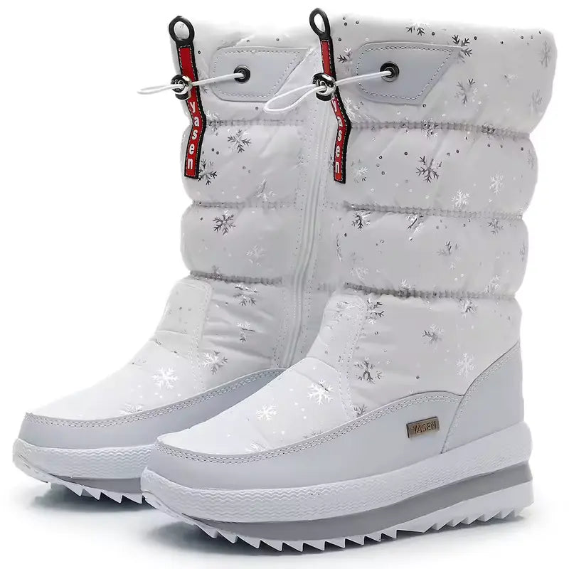 Jolien | Dames Gewatteerde Gevoerde Trekkoord Zijrits Halfhoge Snowboots