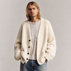 Jorn | Heren Oversized V-Hals Knoop Opgestikte Zakken Vest