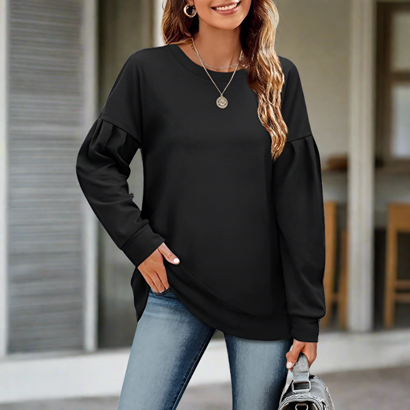 Lieke | Dames Casual Ronde Hals Pofmouwen Lange Sweater