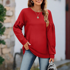 Lieke | Dames Casual Ronde Hals Pofmouwen Lange Sweater