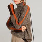 Liv | Dames Hoge Kraag Contraststreep Vleermuismouw Poncho