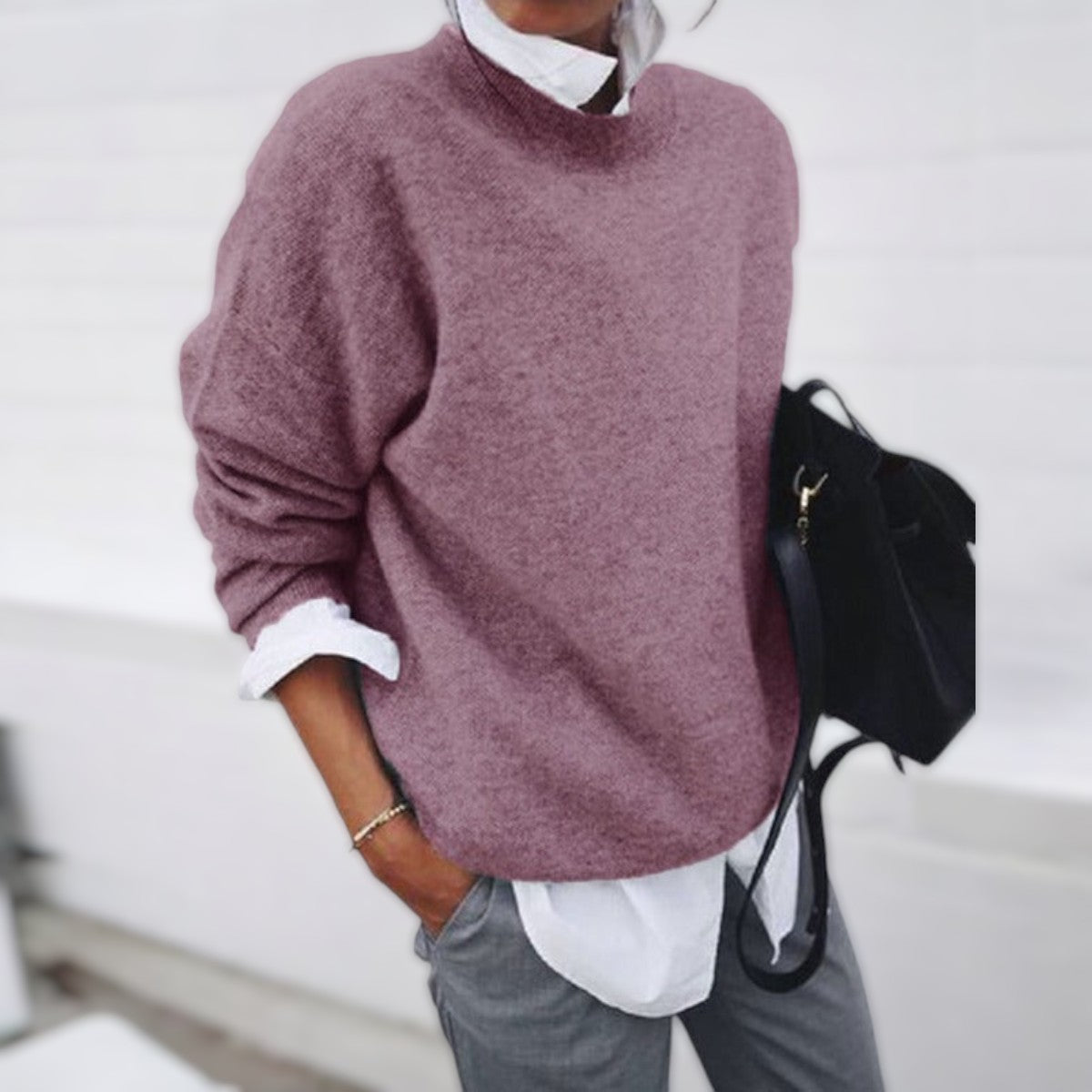 Lotte | Dames Casual O-hals Lange Mouw Ruimvallend Heuplang Trui
