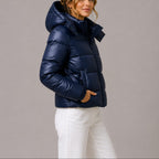 Lotte | Dames Glanzende Bontrand Capuchon Heuplang Puffer