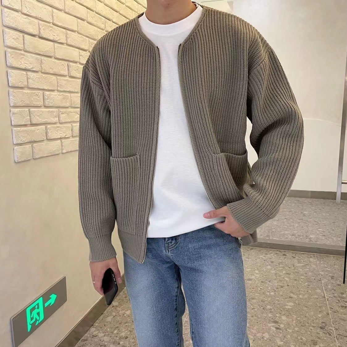 Luuk | Heren Ronde Hals Rits Oversized Bomber Vest
