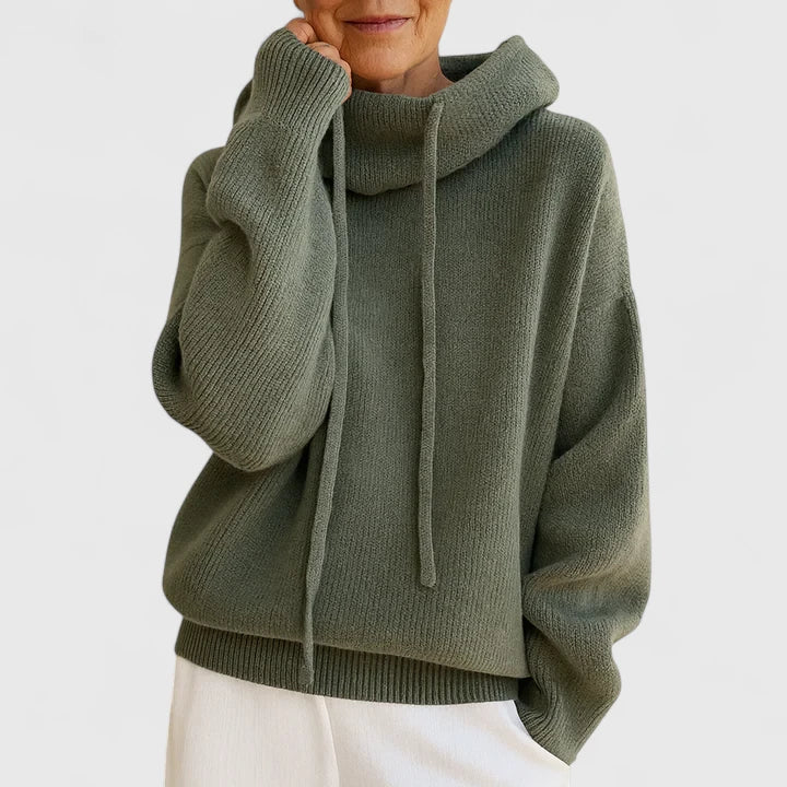 Merel | Dames Oversized Ribgebreid Capuchon Trekkoord Lange Mouw Trui