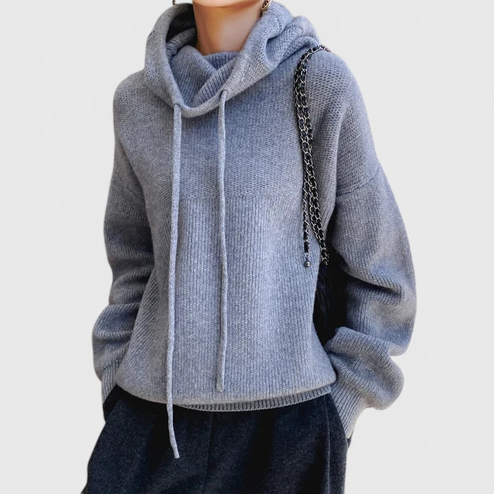 Merel | Dames Oversized Ribgebreid Capuchon Trekkoord Lange Mouw Trui