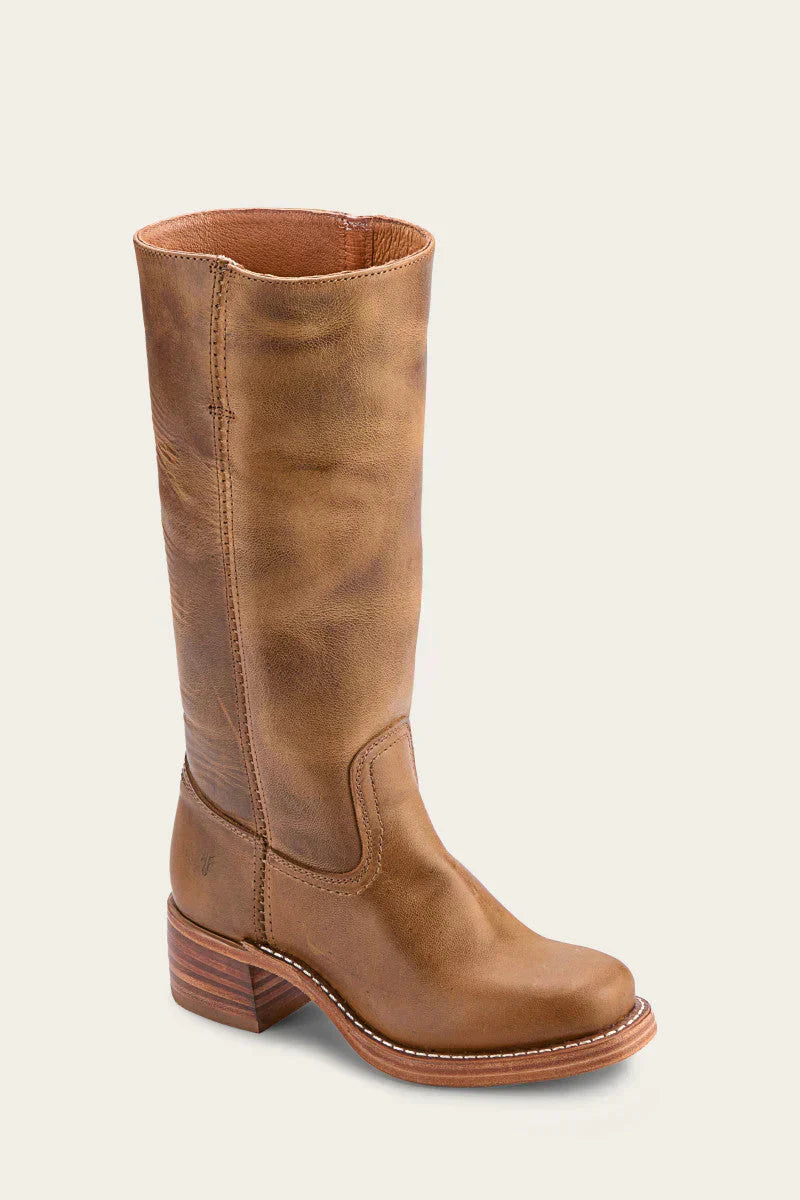 Merel | Dames Western Stiksels Ronde Neus Blokhak Hoge Laarzen