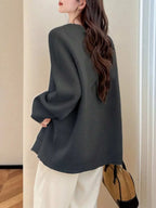 Mila | Dames Oversized V-Hals Knoopsluiting Lange Mouw Vest