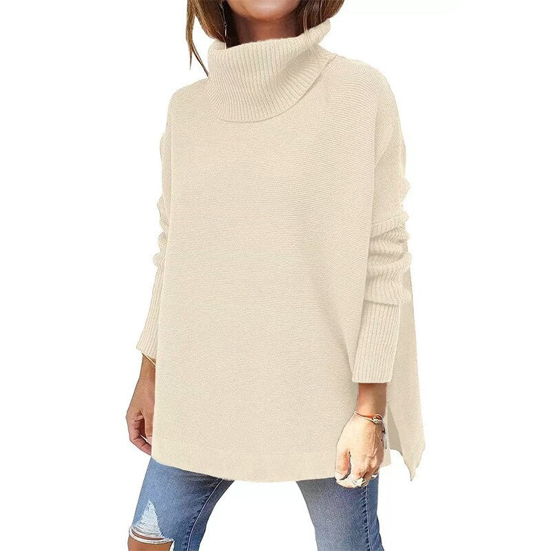 Noor | Dames Oversized Zijsplit Raglan Lange Mouw Coltrui