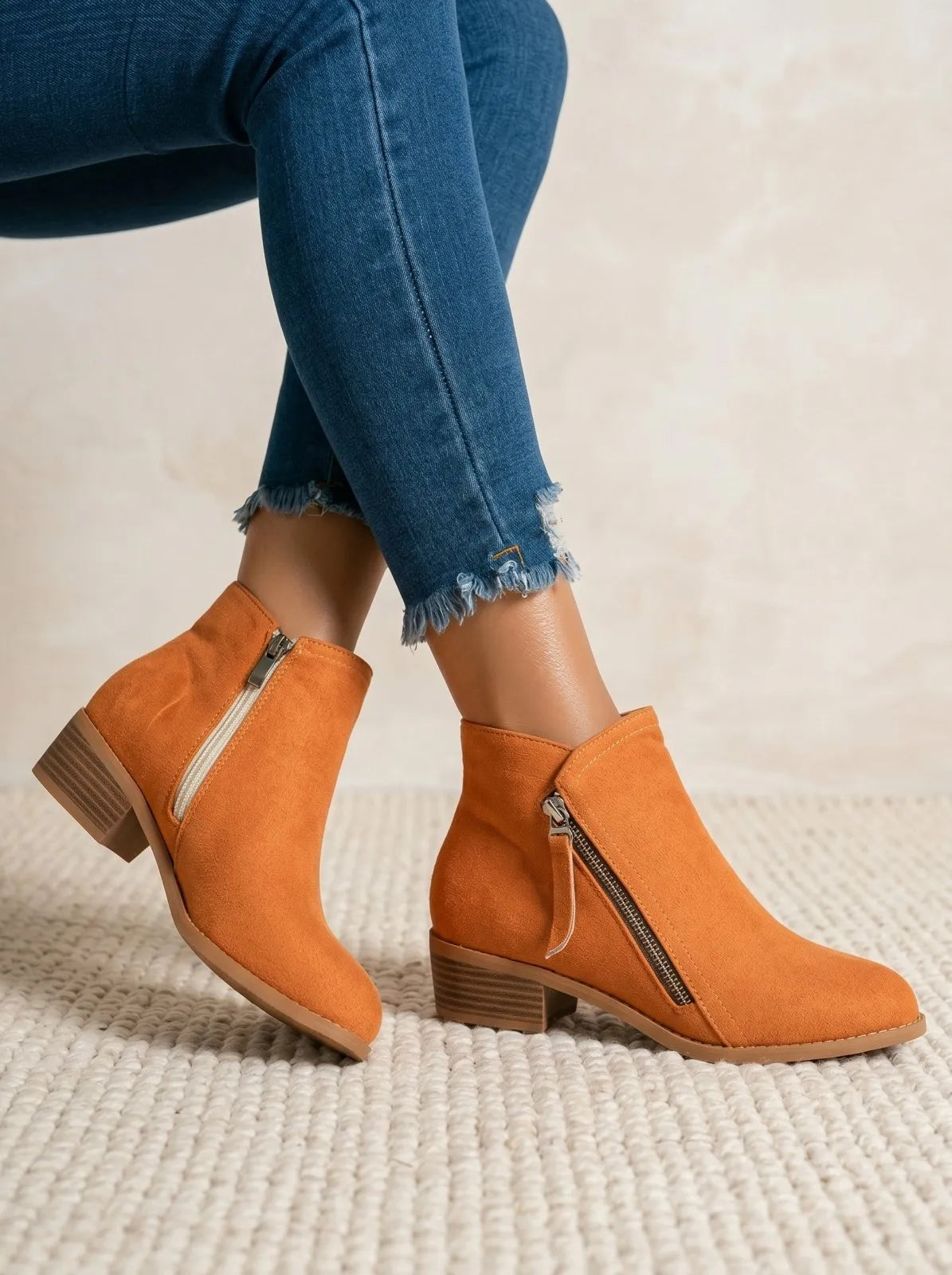 Sanne | Dames Casual Blokhak Zijrits Enkellaarzen