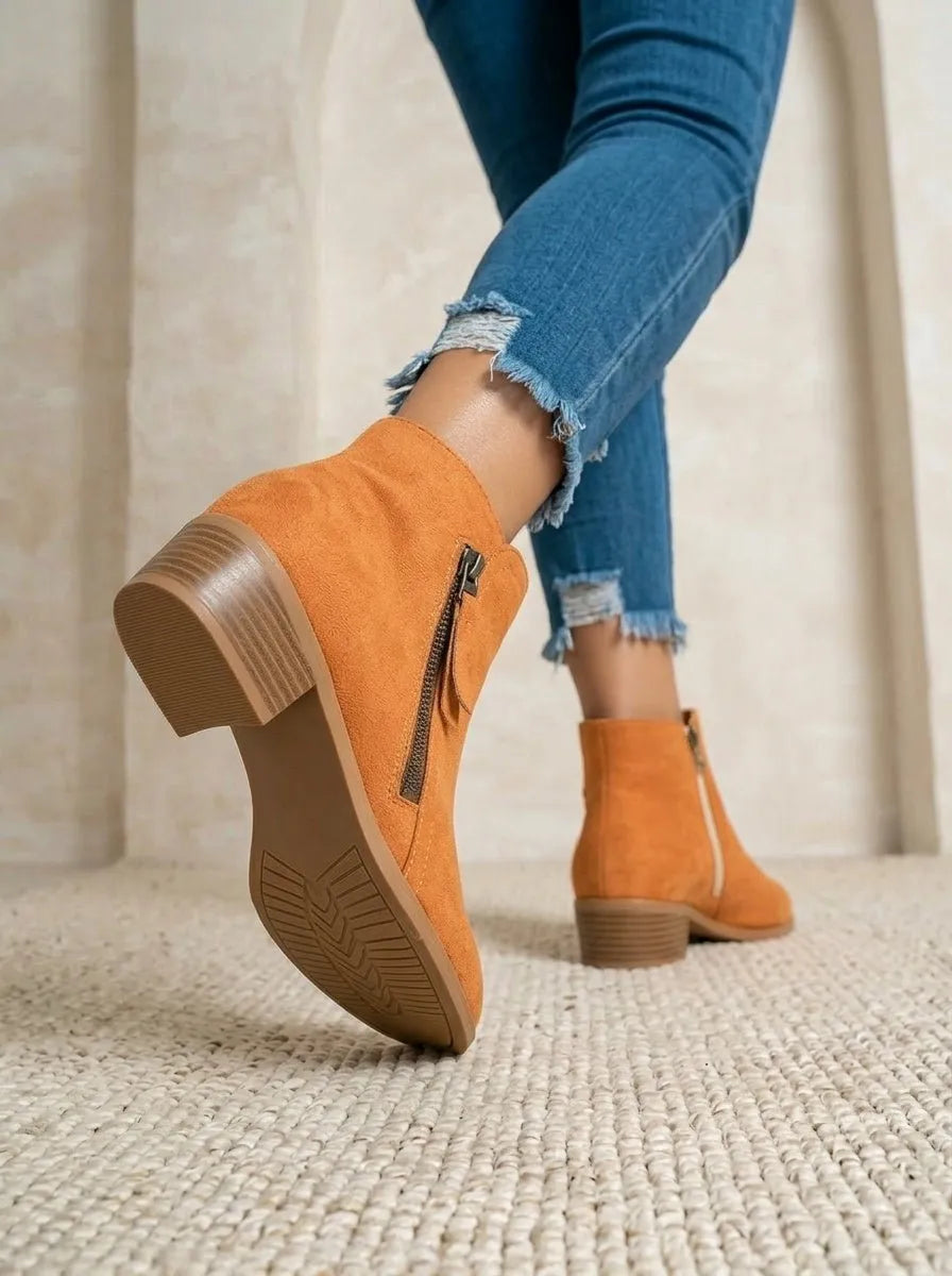 Sanne | Dames Casual Blokhak Zijrits Enkellaarzen