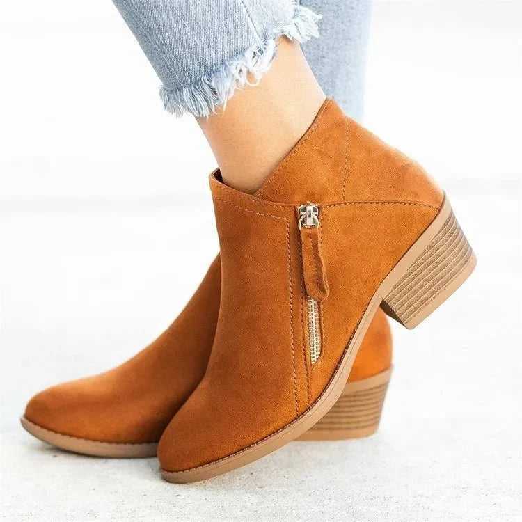 Sanne | Dames Casual Blokhak Zijrits Enkellaarzen