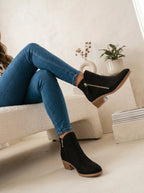 Sanne | Dames Casual Blokhak Zijrits Enkellaarzen