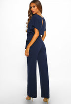 Sanne | Dames Elegante Boothals Korte Mouw Wijde Pijp Jumpsuit