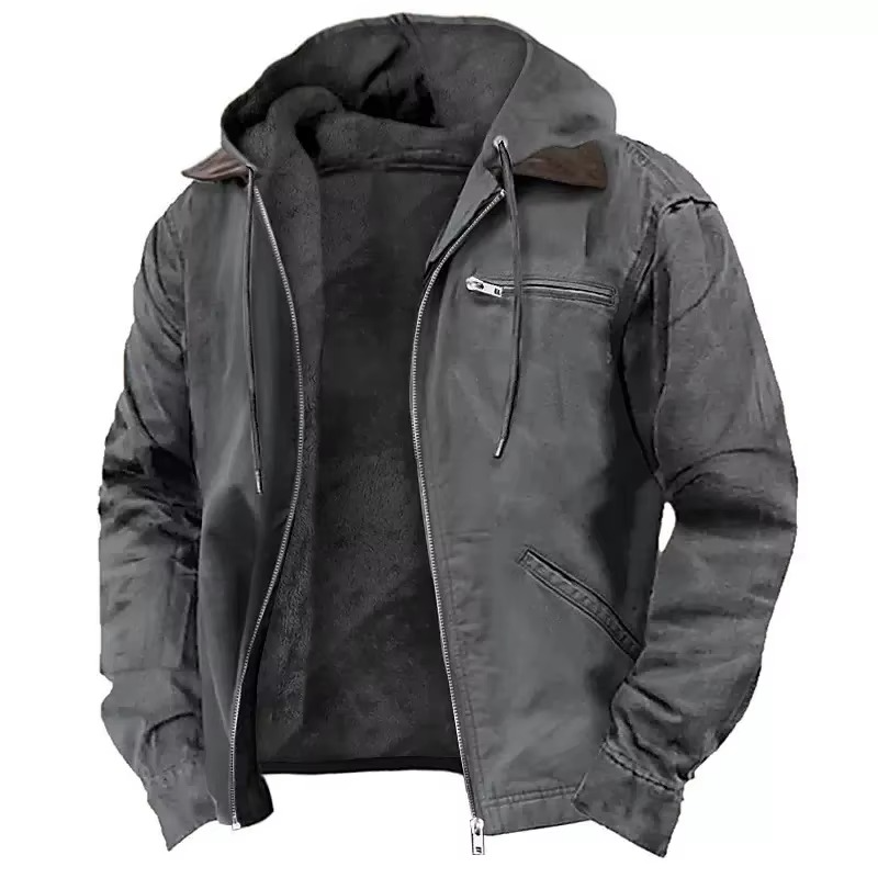 Gijs | Heren Workwear Gevoerd Capuchon Contrastkraag Ritssluiting Ruimvallend Jack