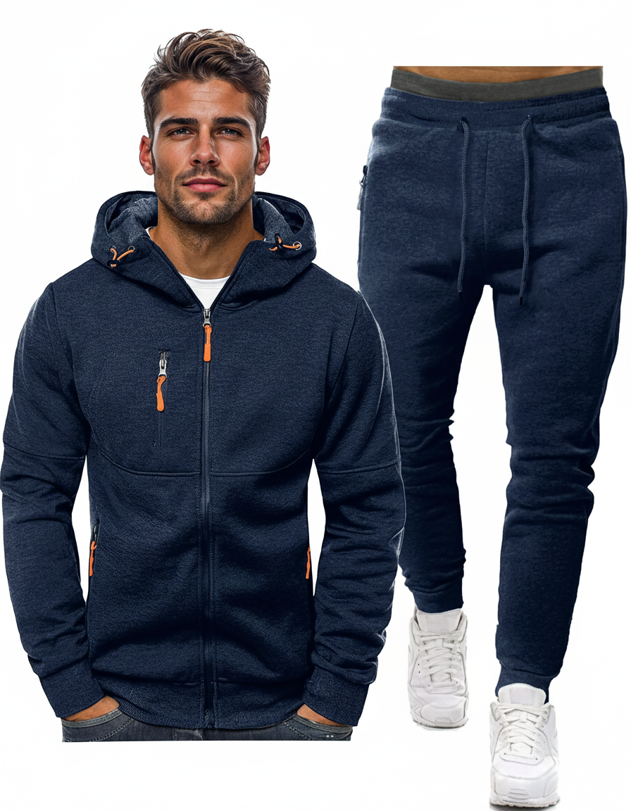 Sem | Heren Sportieve Rits Capuchon Slim-Fit Tweedelig Trainingspak
