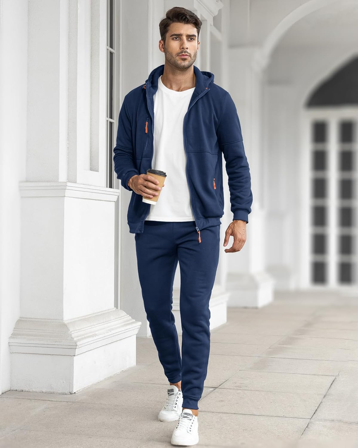 Sem | Heren Sportieve Rits Capuchon Slim-Fit Tweedelig Trainingspak