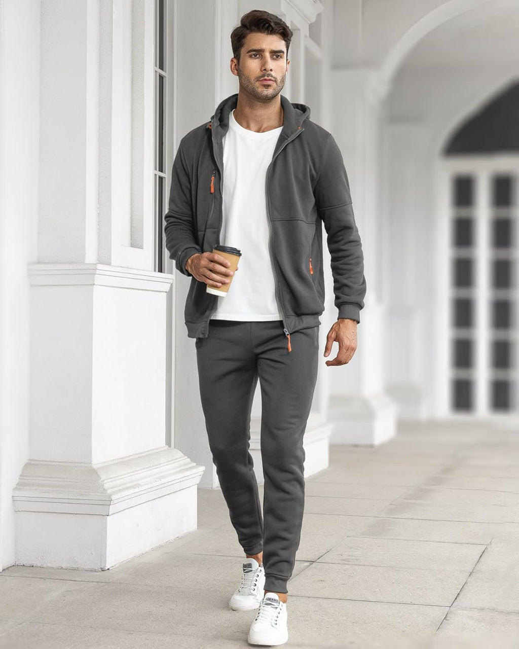Sem | Heren Sportieve Rits Capuchon Slim-Fit Tweedelig Trainingspak