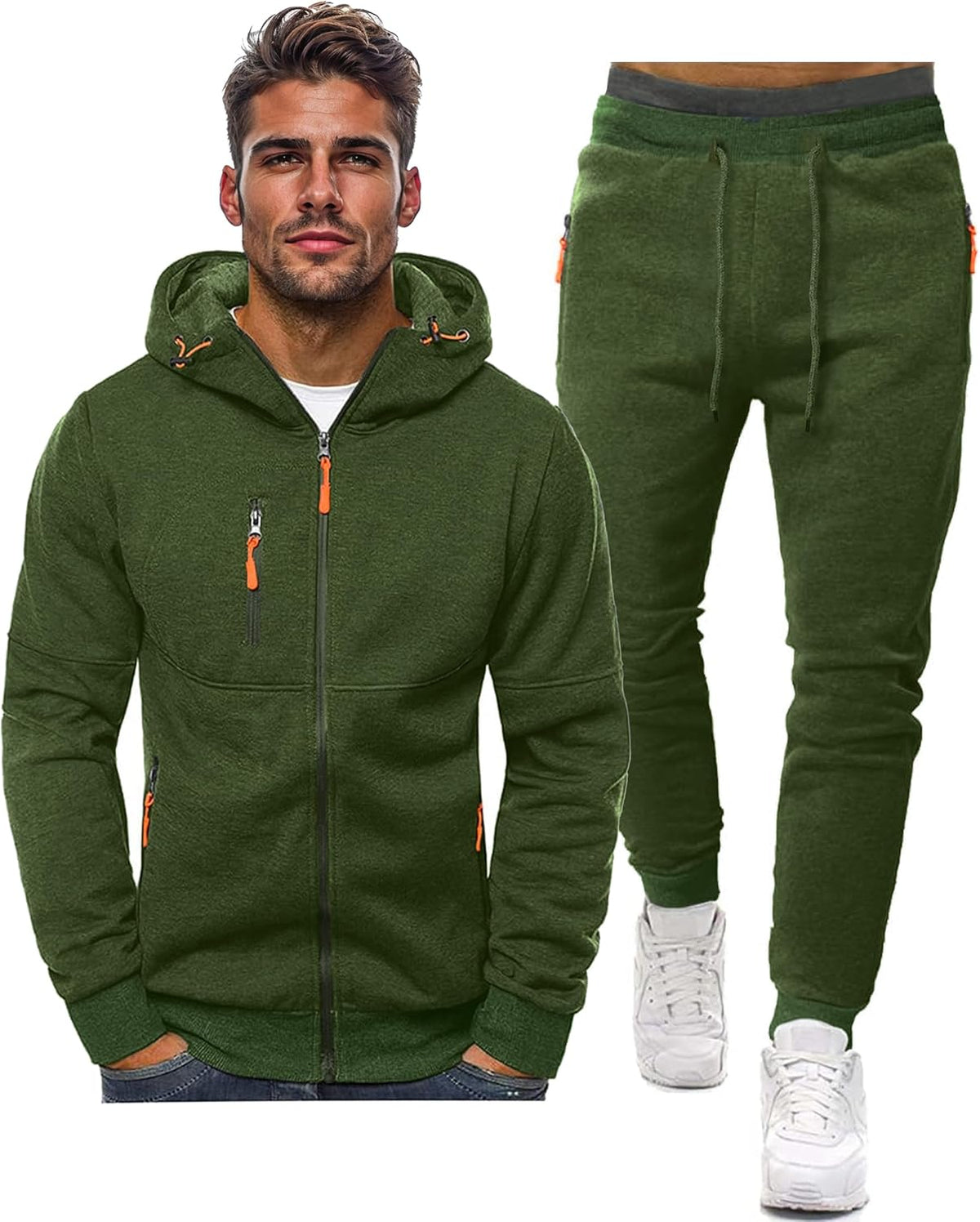 Sem | Heren Sportieve Rits Capuchon Slim-Fit Tweedelig Trainingspak