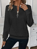 Tess | Dames Kabelpatroon Half-Zip Lange Mouw Relaxed Sweater