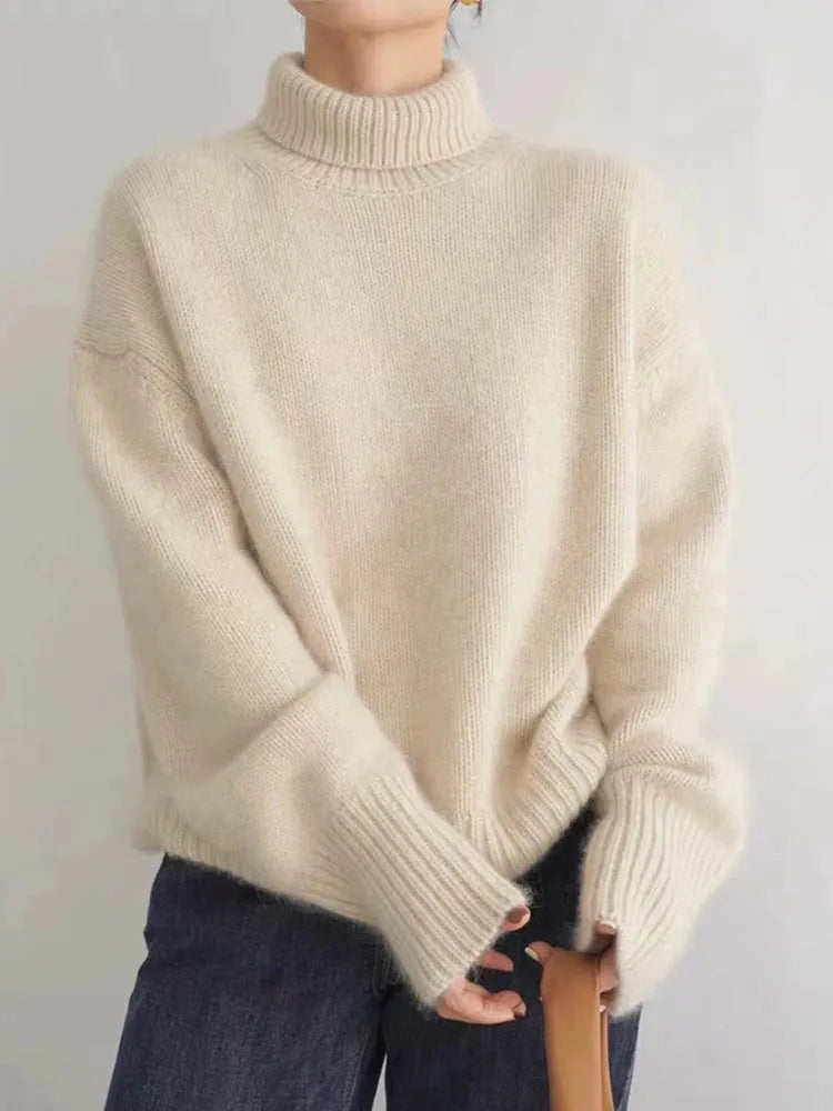 Tess | Dames Oversized Ribgebreid Overgesneden Schouder Lange Mouw Coltrui