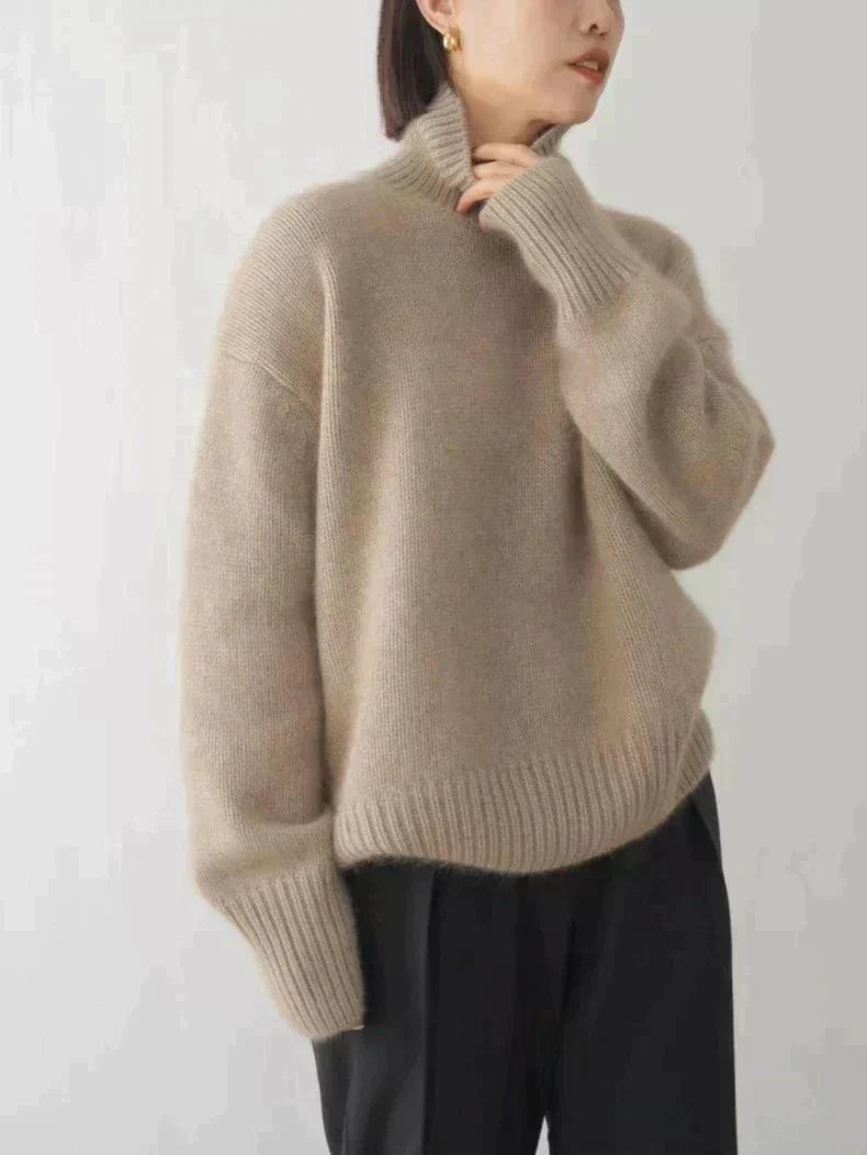 Tess | Dames Oversized Ribgebreid Overgesneden Schouder Lange Mouw Coltrui