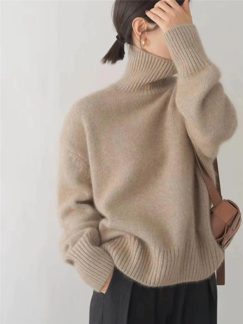 Tess | Dames Oversized Ribgebreid Overgesneden Schouder Lange Mouw Coltrui