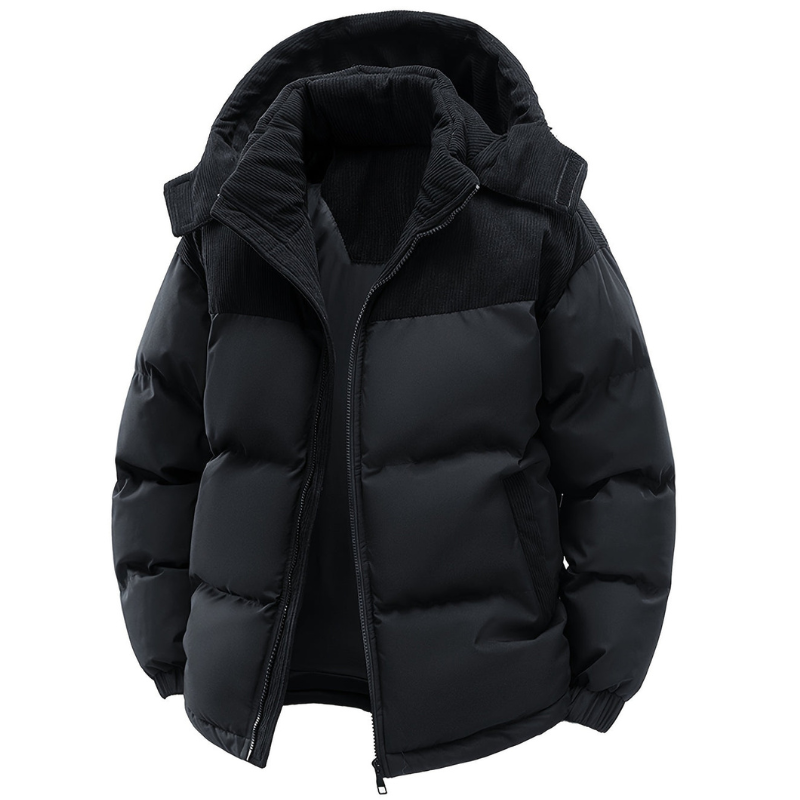 Thijs | Heren Casual Colorblock Hoge Kraag Capuchon Regular-fit Pufferjas