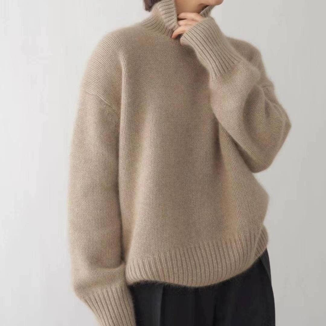 Vera | Dames Casual Grofgebreid Halve Col Ruimvallend Heuplang Trui