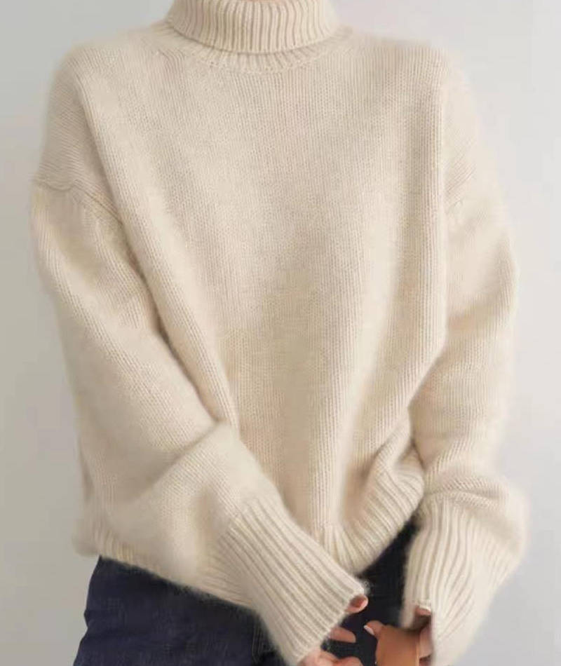 Vera | Dames Casual Grofgebreid Halve Col Ruimvallend Heuplang Trui